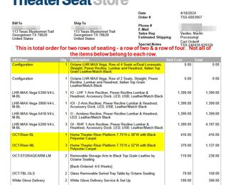 Theater seating 4 back row