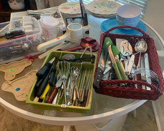 Patio table, and all the kitchen utensils
