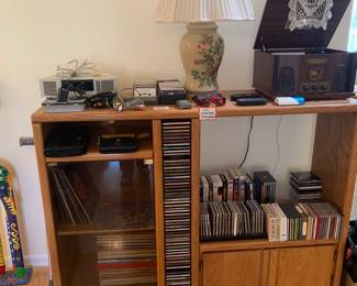 Entertainment center, records, cds and cassettes!