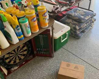 Dart board and coolers