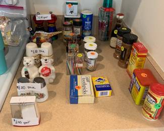 Salt and pepper shakers and spices and more