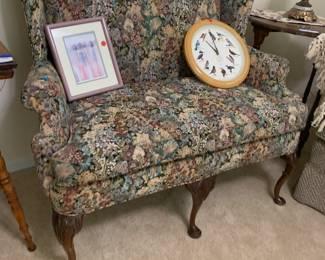 Vintage wingback loveseat