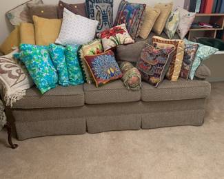 So many cushions! Couch for sale too