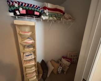 Vintage linen pillowcases, throws & modern pillows