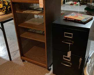 Small filing cabinet with key, small entertainment center