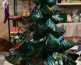 Atlantic mold ceramic Christmas tree with spare colorful lights, and spare interior lightbulbs
