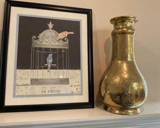Brass Vase & Artwork