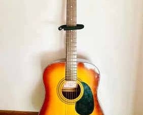 Vintage Harmony Company Handcrafted Acoustic Guitar with On Stage Guitar Stand