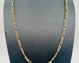 24” Figaro Link Necklace Stamped 24K GB