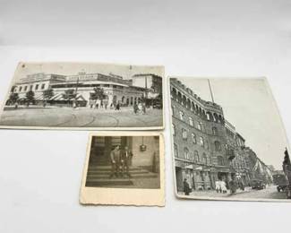 Vintage WWII Postcards & Photo With Writing
Postcards show Grundtvigs Hus (
Grundtvig's House) in Copenhagen, Denmark and the National Scala, a former entertainment complex in Copenhagen, Denmark