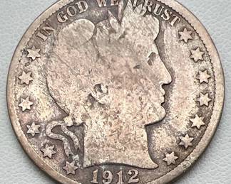 1912 Silver Barber Half Dollar