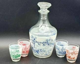 J.G. Durand Decanter & (4) Shot Glasses