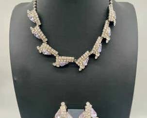 Set of Vintage Rhinestone Necklace & Earrings