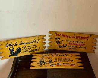(3) Vintage Wooden Bar Signs