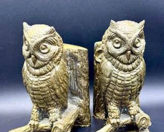 (2) Vintage Metal Owl Bookends