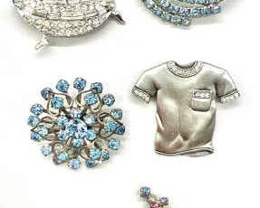 (6) Sparkling Rhinestone Brooches ft. Pell & JJ Pewter