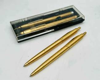 (4) Vintage Gold Tone Pens: Tilt-a-matic & Paper Mate