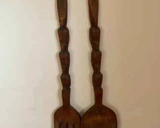 Tiki Style Wall Hanging Fork & Spoon
