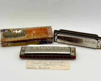 (2) M. Hohner Marine Band Harmonicas With Note