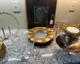 Vietri gold edged plates,miscellaneous