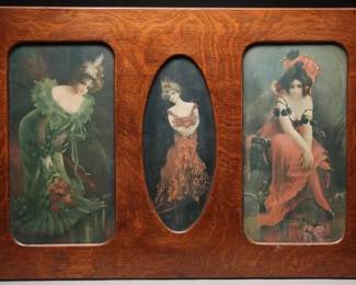 Edwardian Chromolithographs in Oak Frame