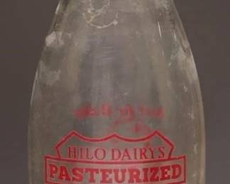 Hilo Dairy Glass Milk Bottle, Kauai, C. 1940s-50s