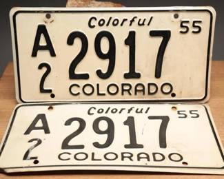 1955 Colorado License Plate Pair