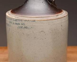 Antique Stoneware Whiskey Jug, Circa 1900–1915