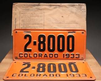 1933 Colorado License Plates With Envelope