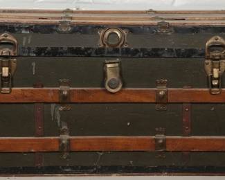 Antique Black Trunk with Interior Tray