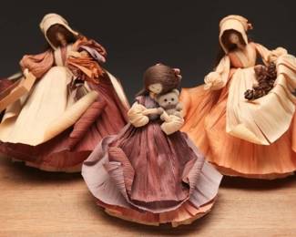 Vintage Nan’s Cornhusk Dolls, Set of Three
