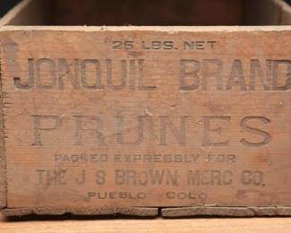 Antique Wooden Jonquil Prunes Crate, Pueblo, CO