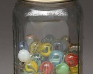 Glass Jar with Marbles