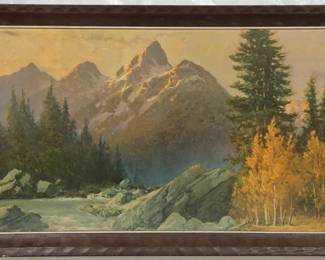 Robert Wood Print: The Grand Tetons, Signed