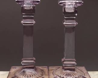 Westmoreland Glass Purple Candlestick Holders