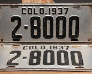 1937 Colorado License Plates Pair