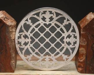 Sterling Silver and Glass Trivet, 7" Diameter