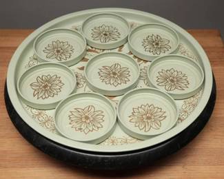 Deseri Vintage Tray with Coasters, Floral Design