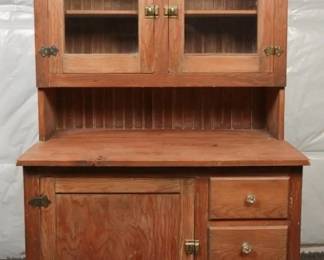 Antique Wooden Hutch with Glass Cabinets