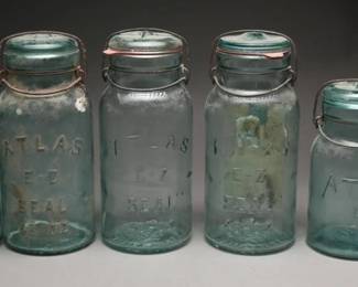 Six Atlas Glass Mason Jars, 1910s–1950s