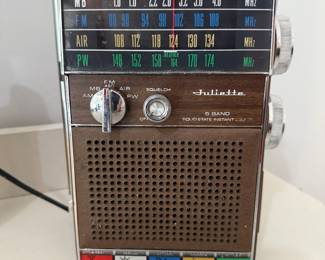 This is from our first walk through of the home. This is a very cool vintage Juliette transistor radio! The model number is MPR 3065A. It’s a solid state five band radio.