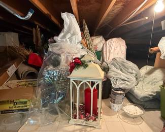 This is from our first walk through of the home. This is SECOND of two attic spaces that are stuffed with holiday and collectibles! Can’t WAIT to get in there and start digging!
