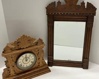 Eastlake style mirror and clock
