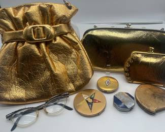 Vintage Compacts, purses and eyeglasses