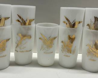 Milkglass and 22K gold tumblers