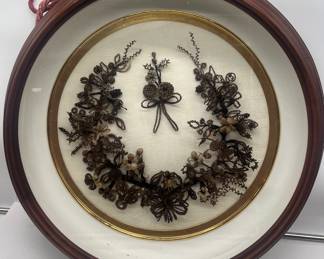 20" Antique Victorian Hair/Mourning Art