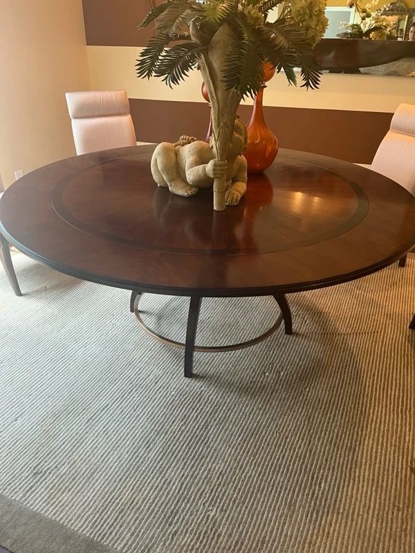 Round Dining Table with Metal Base