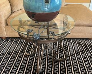 Glass Top Table with Metal Base