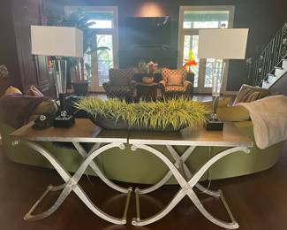 Pair of Neoclassical Tables, Pair of Lamps and Decoration