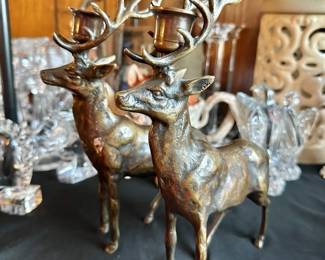 Pair of bronze elk